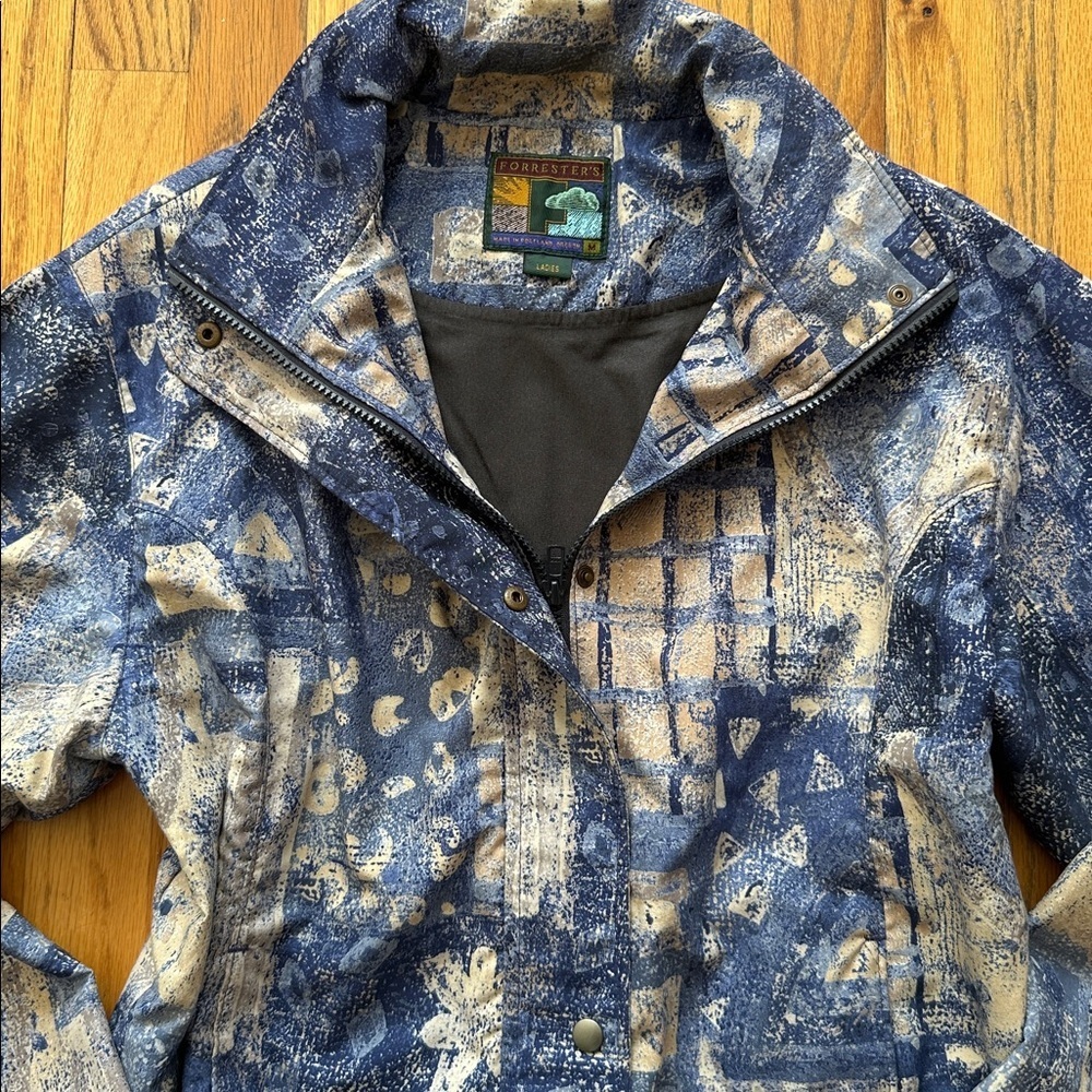 Vintage Forrester’s Blue & Cream Bomber Jacket - Picture 2 of 10